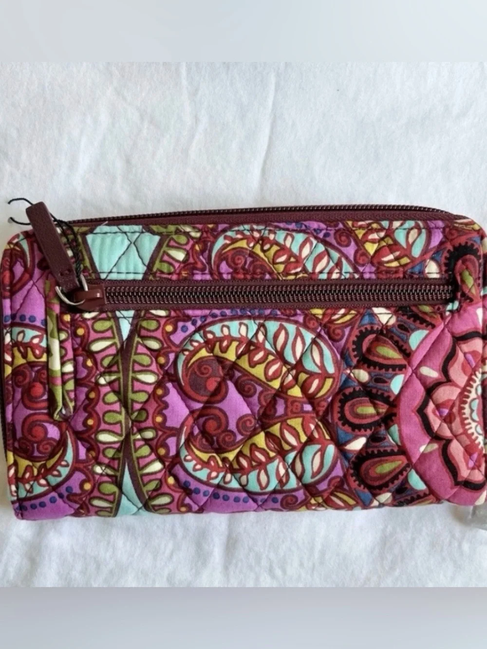 Vera Bradley Turnlock Wallet Resort Medallion Quilted Paisley Multicolor